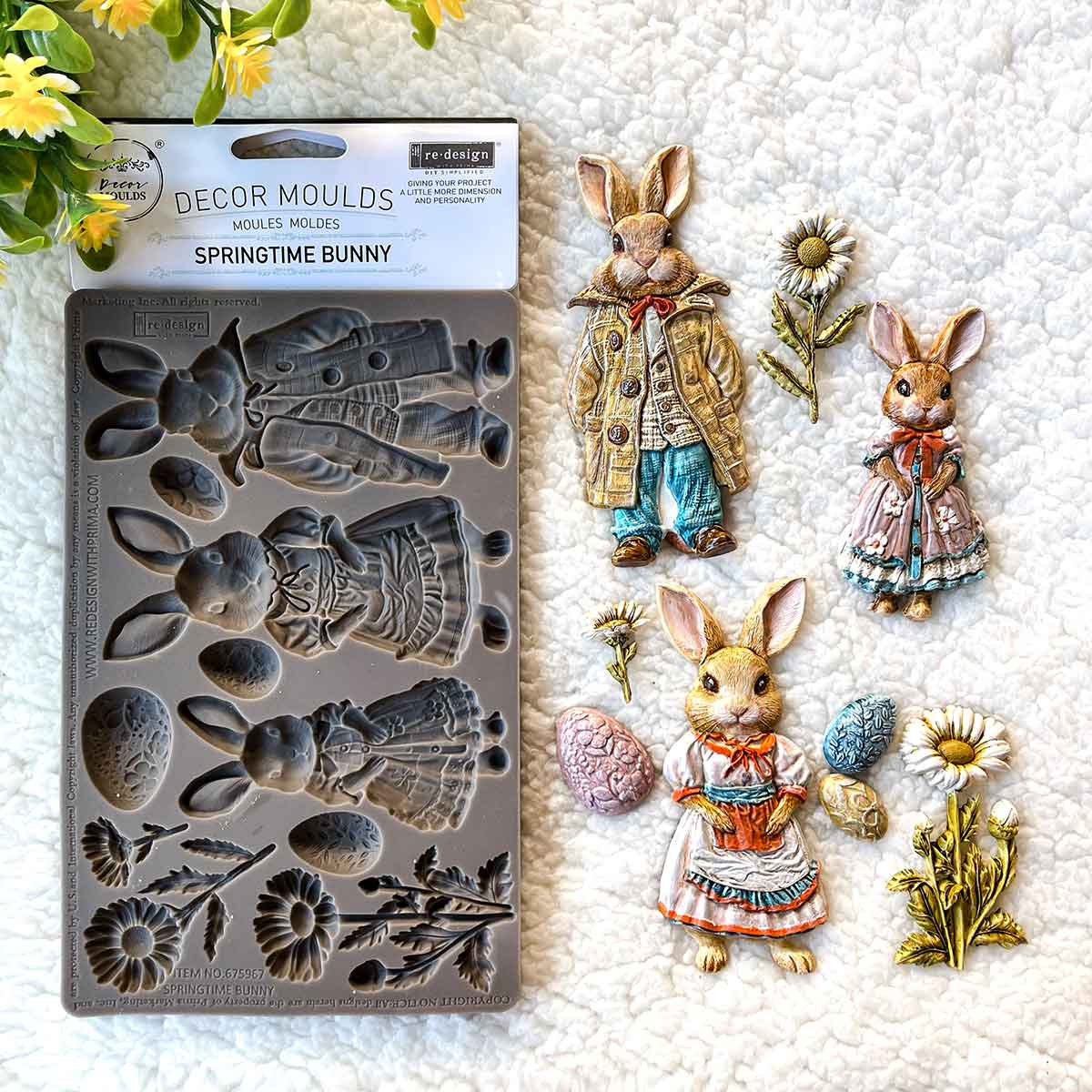 Redesign szilikon dekor öntőforma - Springtime Bunny - Image 2